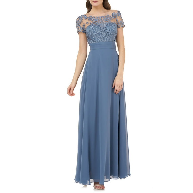 Js collections floral embroidered gown deals