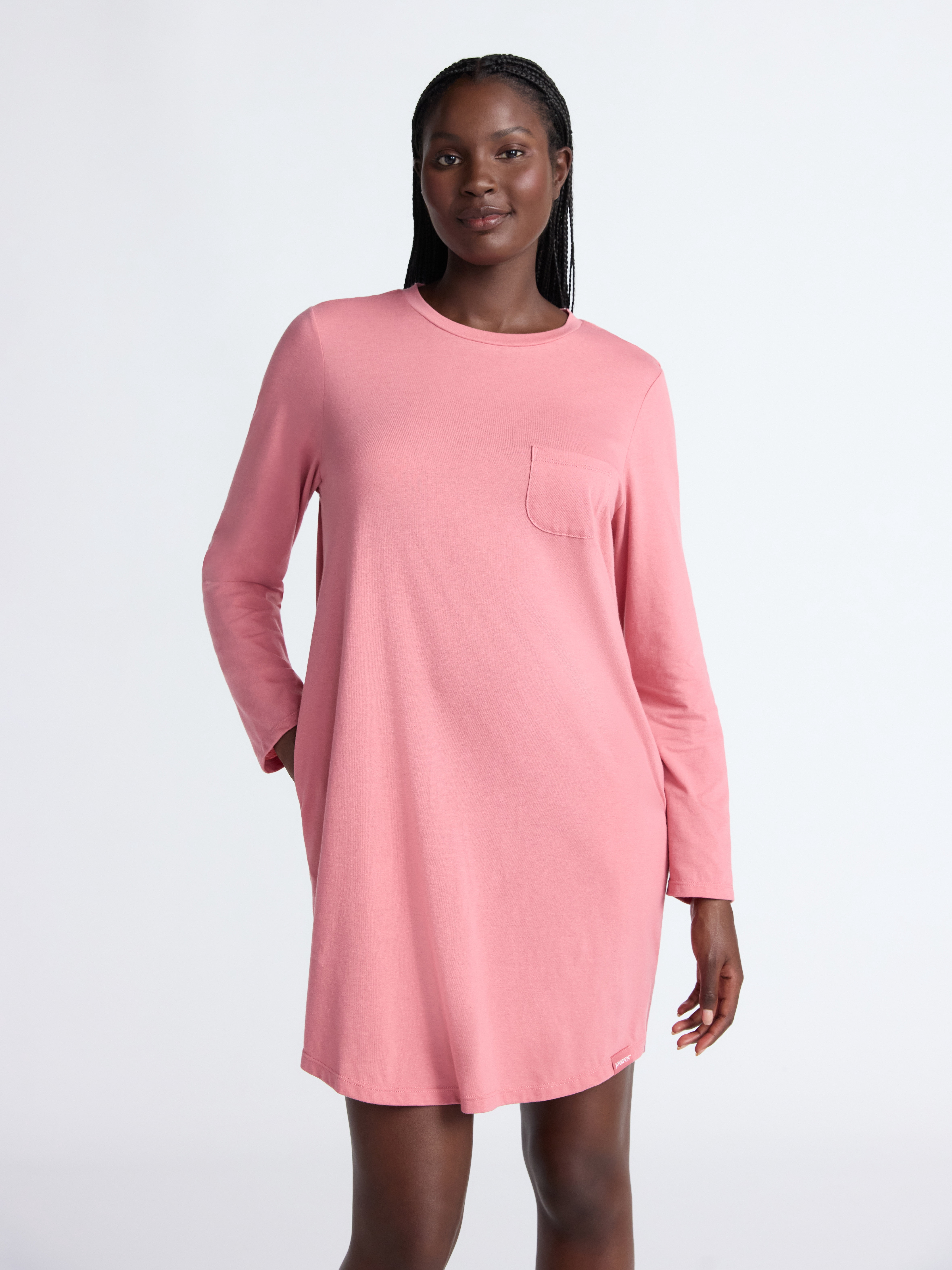 Joyspun Women’s Cotton-Blend Jersey Sleepshirt with Long Sleeves, Sizes XS-3X