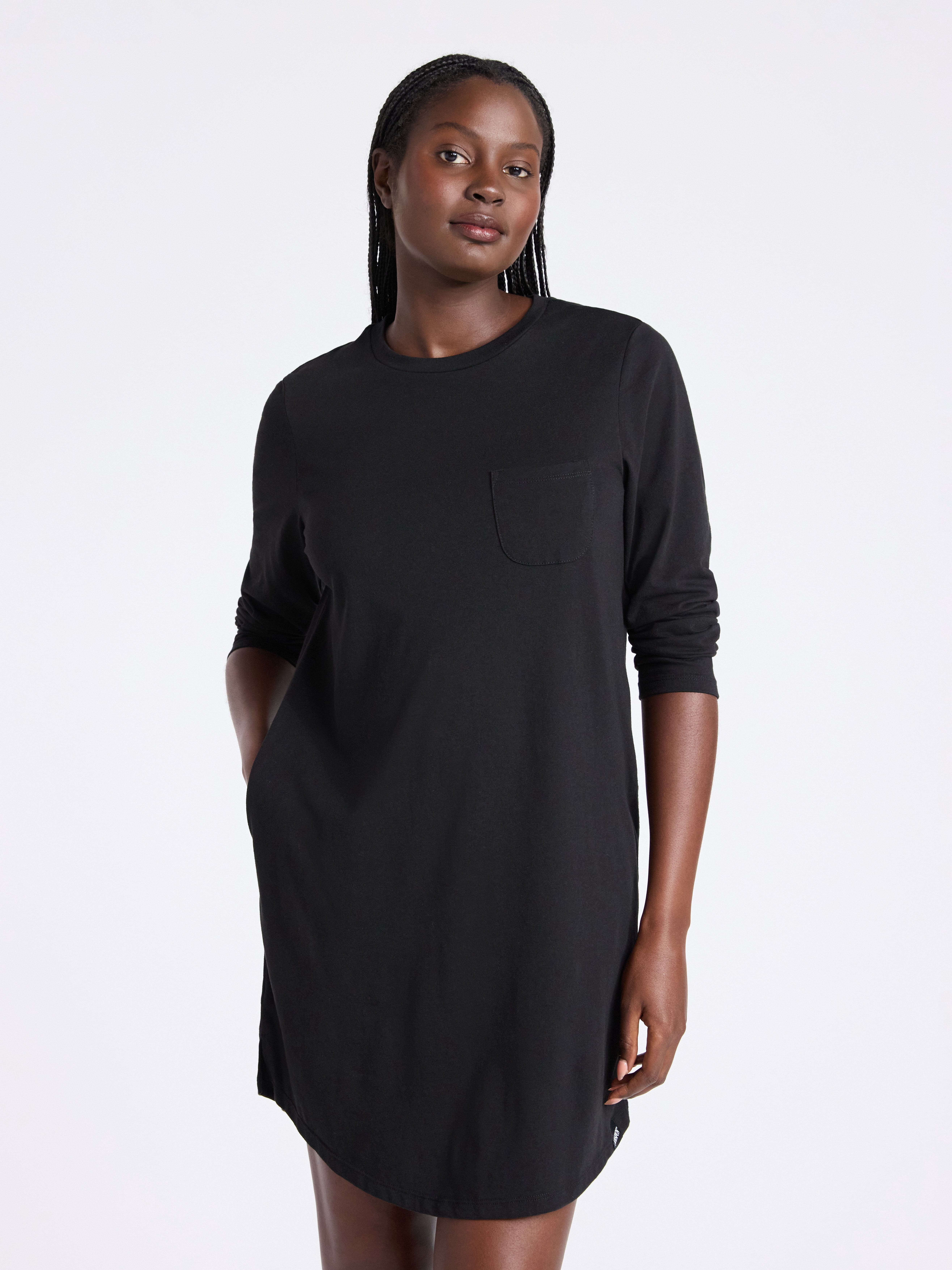 Joyspun Women’s Cotton-Blend Jersey Sleepshirt with Long Sleeves, Sizes XS-3X