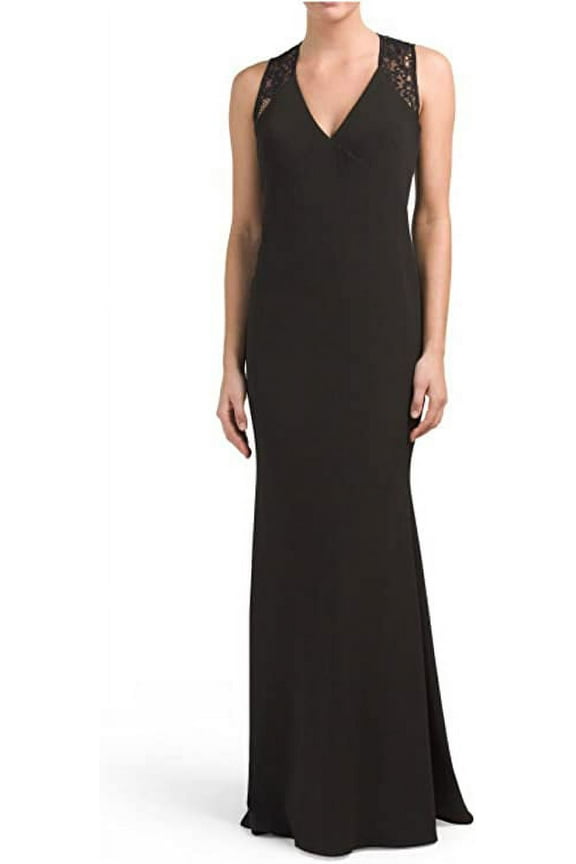 JS Collection Sleeveless Gown with Lace Back, 6 - Black