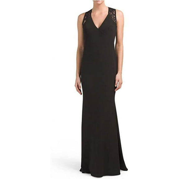 JS Collection Sleeveless Gown with Lace Back, 6 - Black