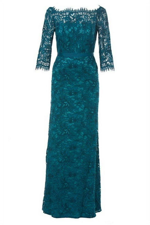 Bateau Neck Lace Gown Dress 14 ChronoArc
