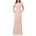thumbnail image 1 of JS Collections Cowl Neck Short Sleeve Zipper Back Embellished Mesh Dress-ROSE / 6, 1 of 4