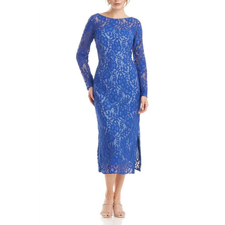 Js collection illusion discount lace evening dress