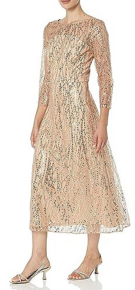 rose gold tea length dresses Rose Gold Sequin Flower Girl Dress for Weddings & Parties main image 1