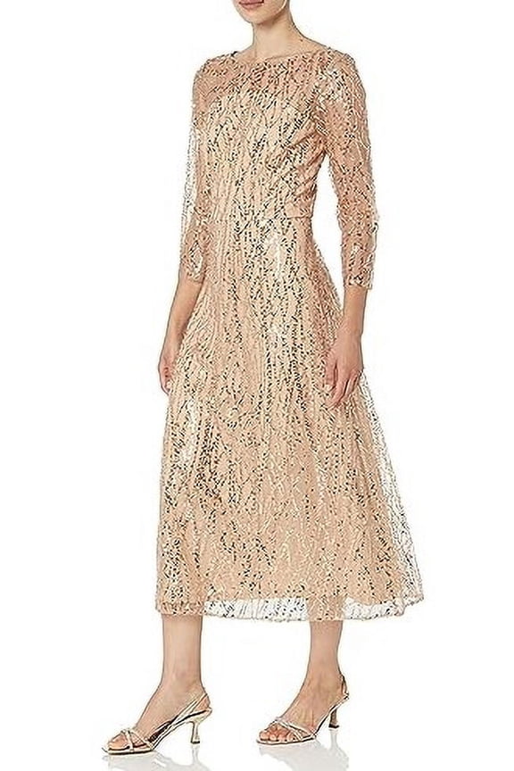 Women's Rose Gold Finley a-Line Tea Length Dress, 2