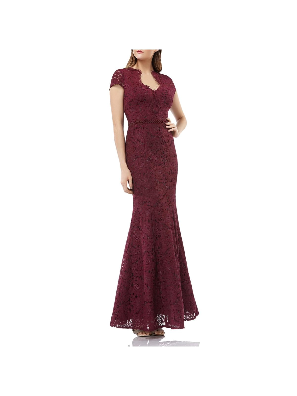 JS Collections Women s Sweetheart Lace Mermaid Gown 2 Cabernet Walmart