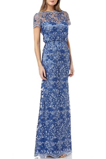 sachin and babi light blue dress 3D Floral Embroidered Short Tulle Dress 45861 main image 0