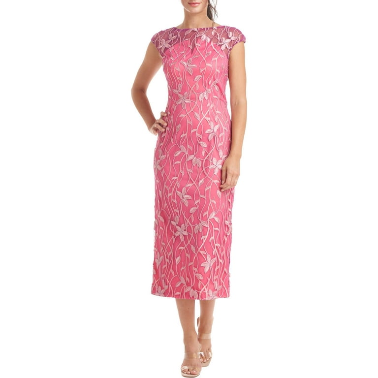 JS Collections Womens Embroidered Midi Cocktail and Party Dress Walmart