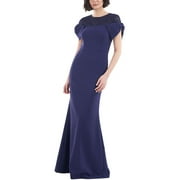 JS Collections Women's Annalise Bow Mermaid Gown Blue Size 6