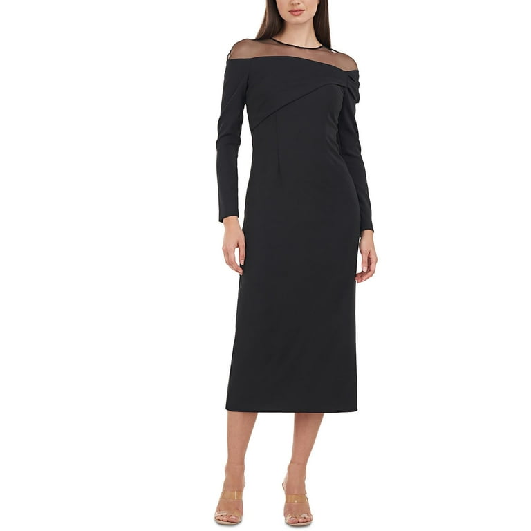 JS Collections Womens Plus Brinely Illusion Cocktail and Party Dress