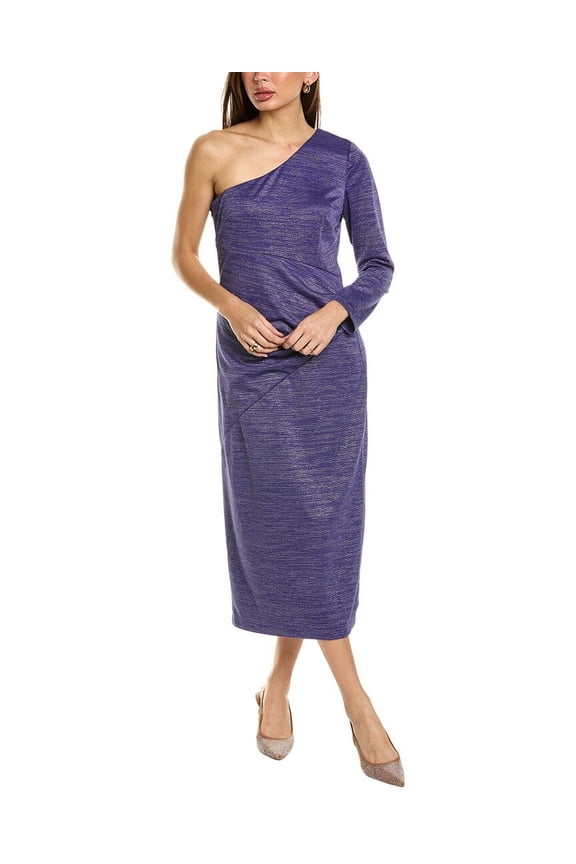 womens Maddie One-Shoulder Midi Dress, 4, Blue