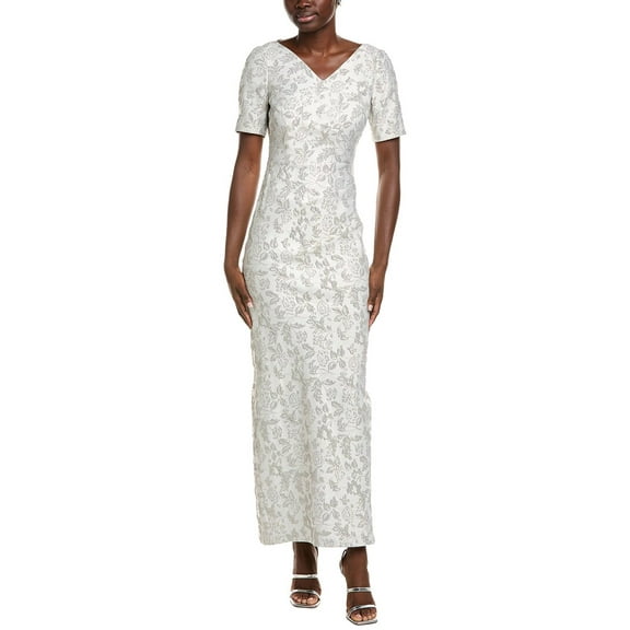 JS Collections womens  Valerie Jacquard Gown, 14, White