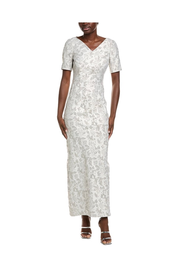 womens  Valerie Jacquard Gown, 14, White