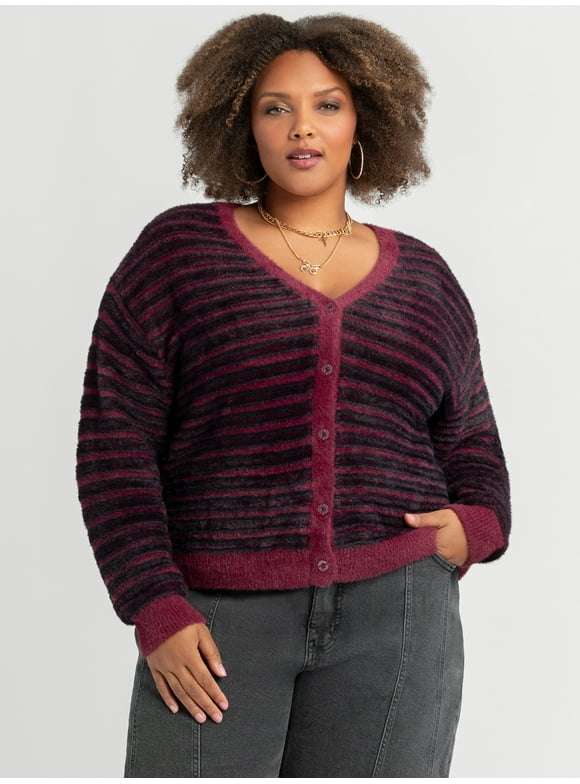 Women's Plus Dionne Eyelash Cardigan, Sizes 0X-4X