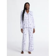 JOYSPUN Women’s Dreamy Soft Collection Long Sleeve Top and Pants Pajama Set, Sizes XS-4X