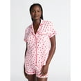 thumbnail image 1 of Joyspun Women’s Dreamy Soft Collection Notch Collar Knit Top and Boxer Shorts Pajama Set, Sizes XS-3X, 1 of 7