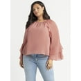 thumbnail image 1 of Jessica Simpson Women's Plus Elaine Ruffle Blouse with Long Sleeves, Sizes 0X-4X, 1 of 6