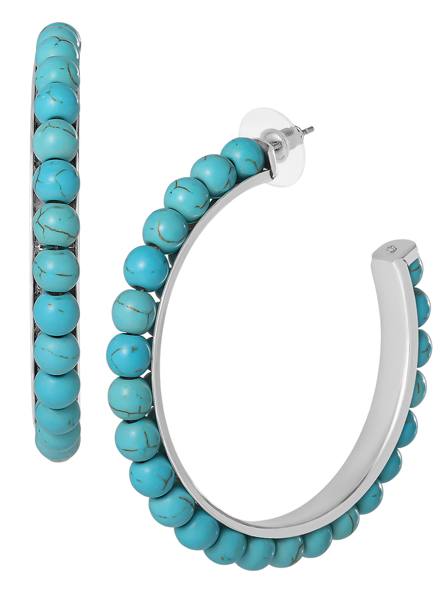 Jessica Simpson Faux Turquoise Half Hoop Earrings