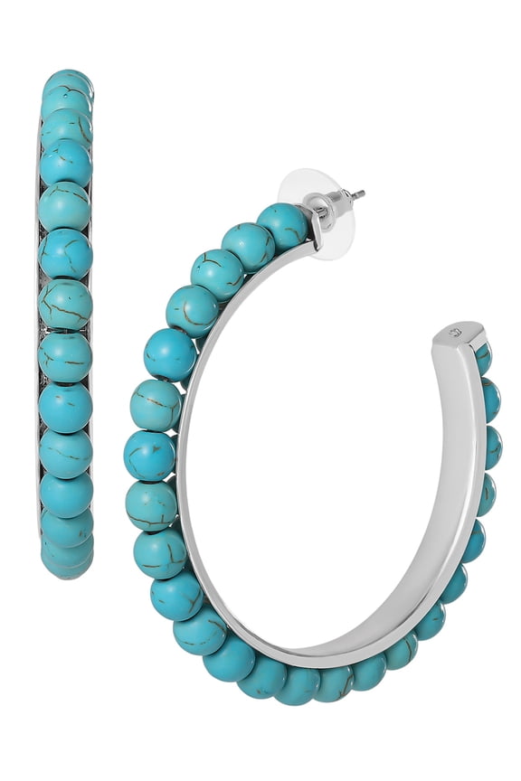Faux Turquoise Half Hoop Earrings