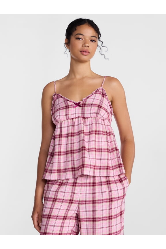 Women's Flannel Cami w/ Self Ruffle Sleep Top, Sizes XS to 2X