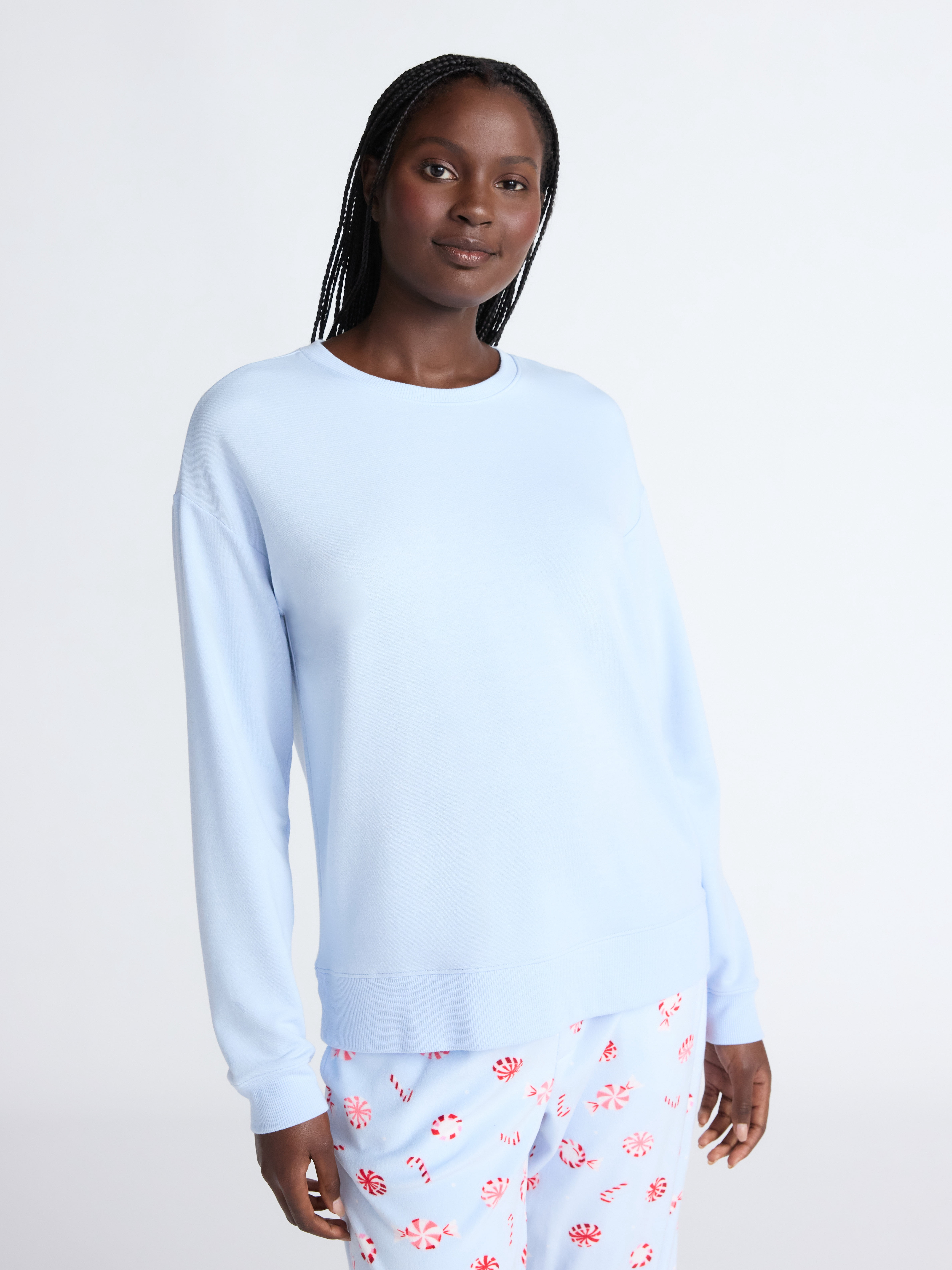 Joyspun Women's Fleece Drop Shoulder Sleep Top with Long Sleeves, Sizes XS-3X