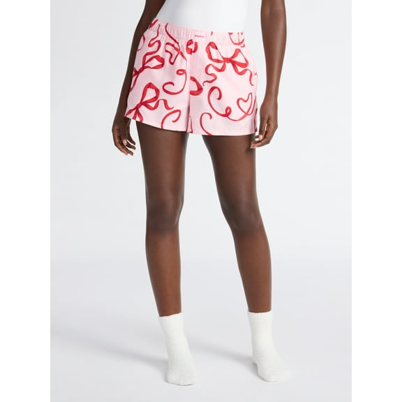 Joyspun Women's Flannel Pajama Boxer Shorts, 3'' Inseam, Sizes XS-3X