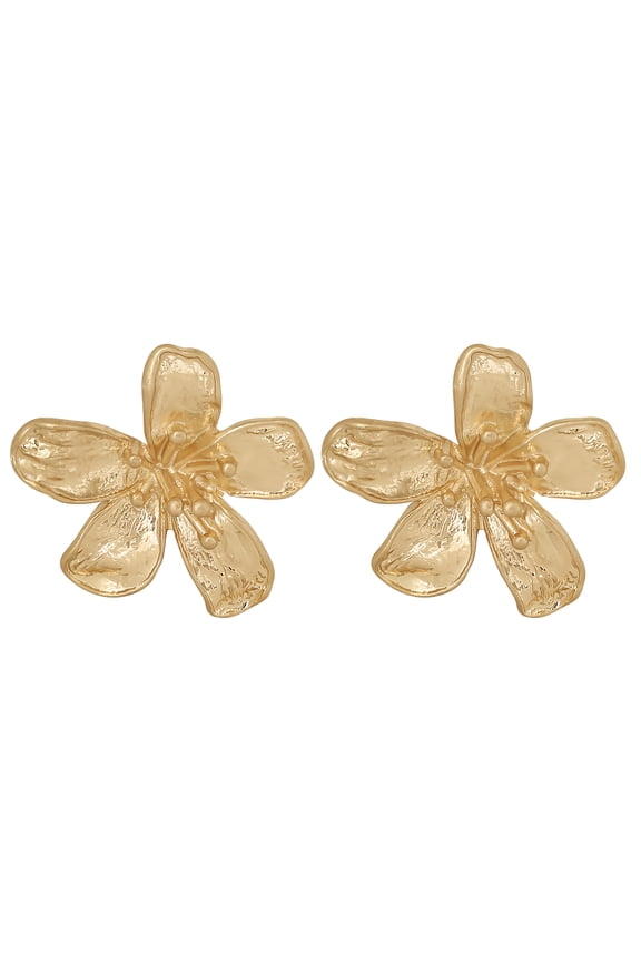 Womens Polished Flower Stud Earrings