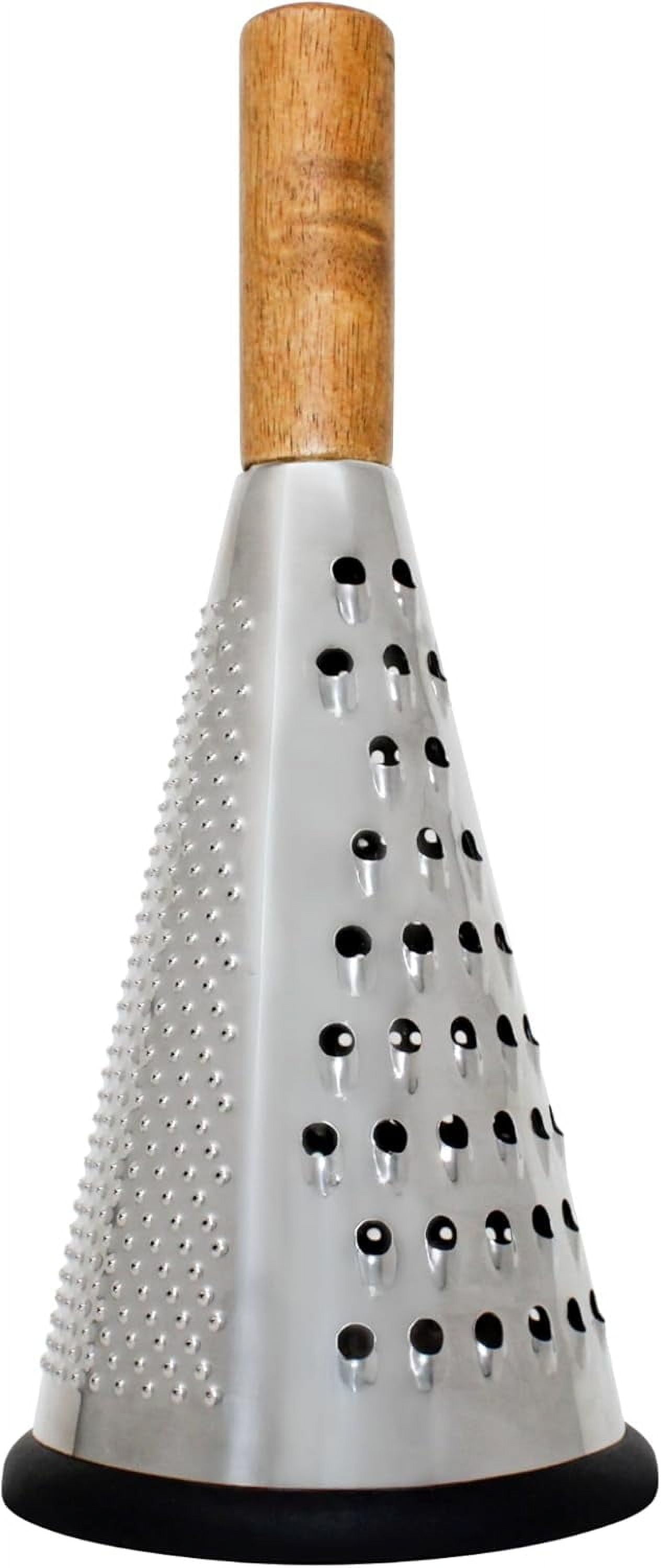 JS Gourmet 10" Stainless Steel Cone Cheese Grater With handle, Multifunctional Cheese Shredder For Grating Vegetables, Chocolate and Nuts