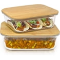 thumbnail image 1 of JS Gourmet 2 Pcs Glass Food Storage Containers with Bamboo Cutting Board airtight Lid (35oz and 51oz), 1 of 8
