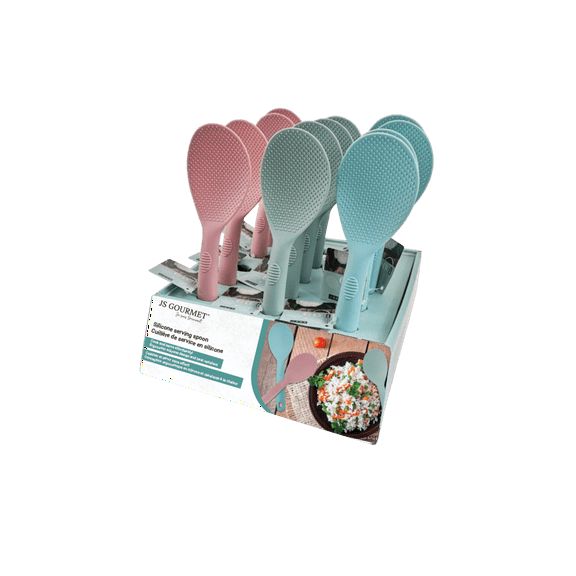JS Gourmet 2 Pcs Silicone Rice Paddle, Heat Resistant Non-Stick Rice Spoon Spatula - Pastel Pink