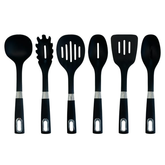 JS Gourmet 6 Pcs Kitchen Utensils Set, Heat Resistant Nylon Cooking Spoons Set for Nonstick Cookware