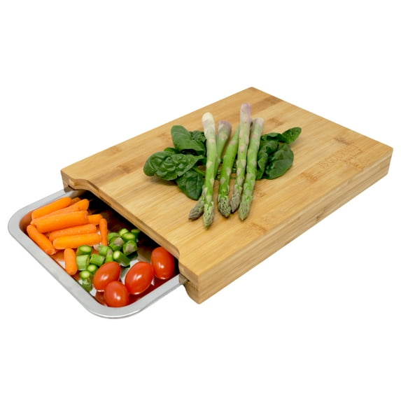 JS Gourmet - Bamboo Cutting Board with Sliding Tray