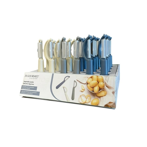 JS Gourmet Swivel Vegetable Peeler with Built-In Potato Eyer, Sharp Stainless Steel Blade, Manual Food Peelers - Off-White