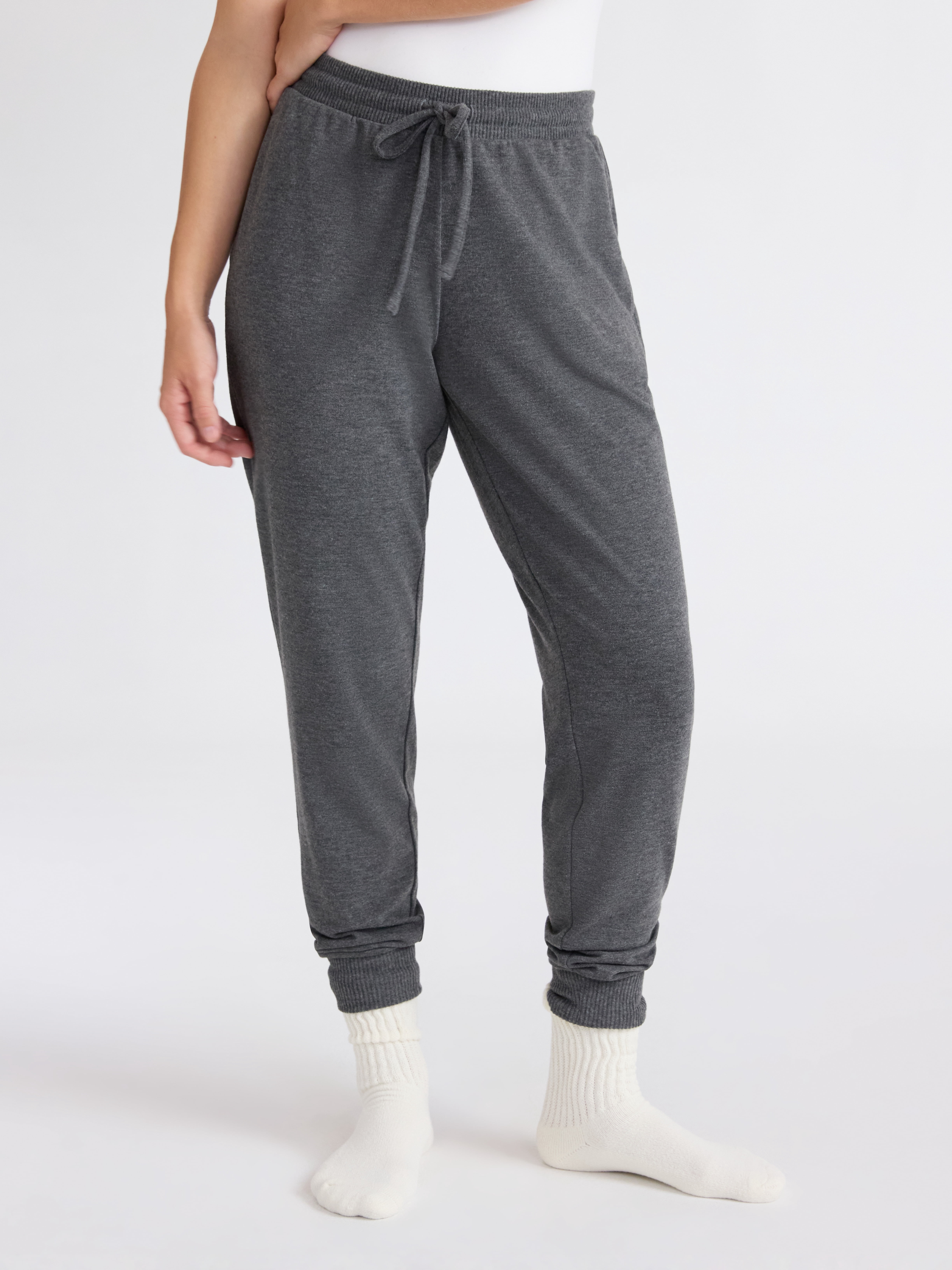 Joyspun Women's Cozy Lounge Collection Hacci Knit Sleep Joggers, 29'' Inseam, Sizes XS-3X