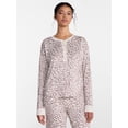 thumbnail image 1 of Joyspun Women's Cozy Lounge Collection Hacci Long Sleeve Henley Sleep Top, Sizes XS to 3X, 1 of 6