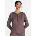 thumbnail image 1 of Joyspun Women's Cozy Lounge Collection Hacci Long Sleeve Henley Sleep Top, Sizes XS to 3X, 1 of 7
