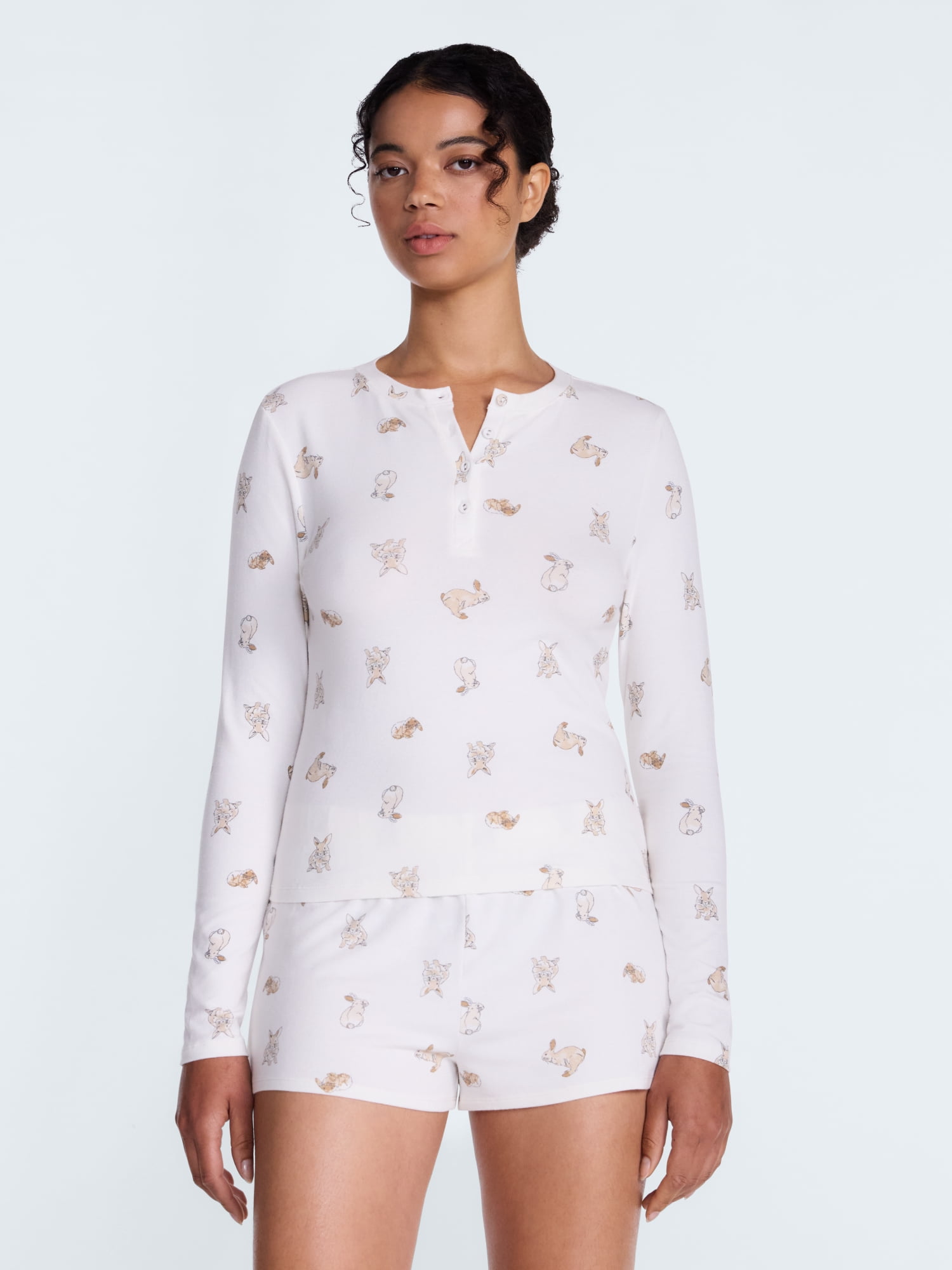 Joyspun Women’s Henley Sleep Top, Sizes S-3X