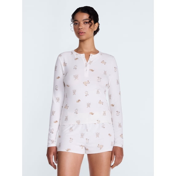 Joyspun Women’s Henley Sleep Top, Sizes S-3X