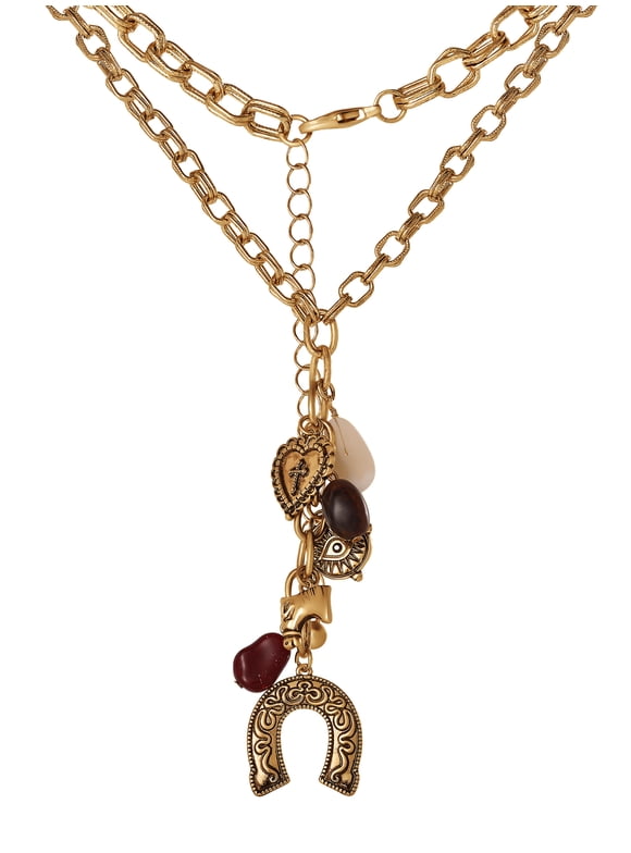 Women's Horseshoe Western Charm Necklace, 18" + 3" Extender