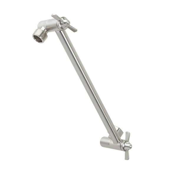 JS Jackson Shower Head Extension Arm, 10 Inch Extender, Solid Brass Construction, Stainless Steel Finish
