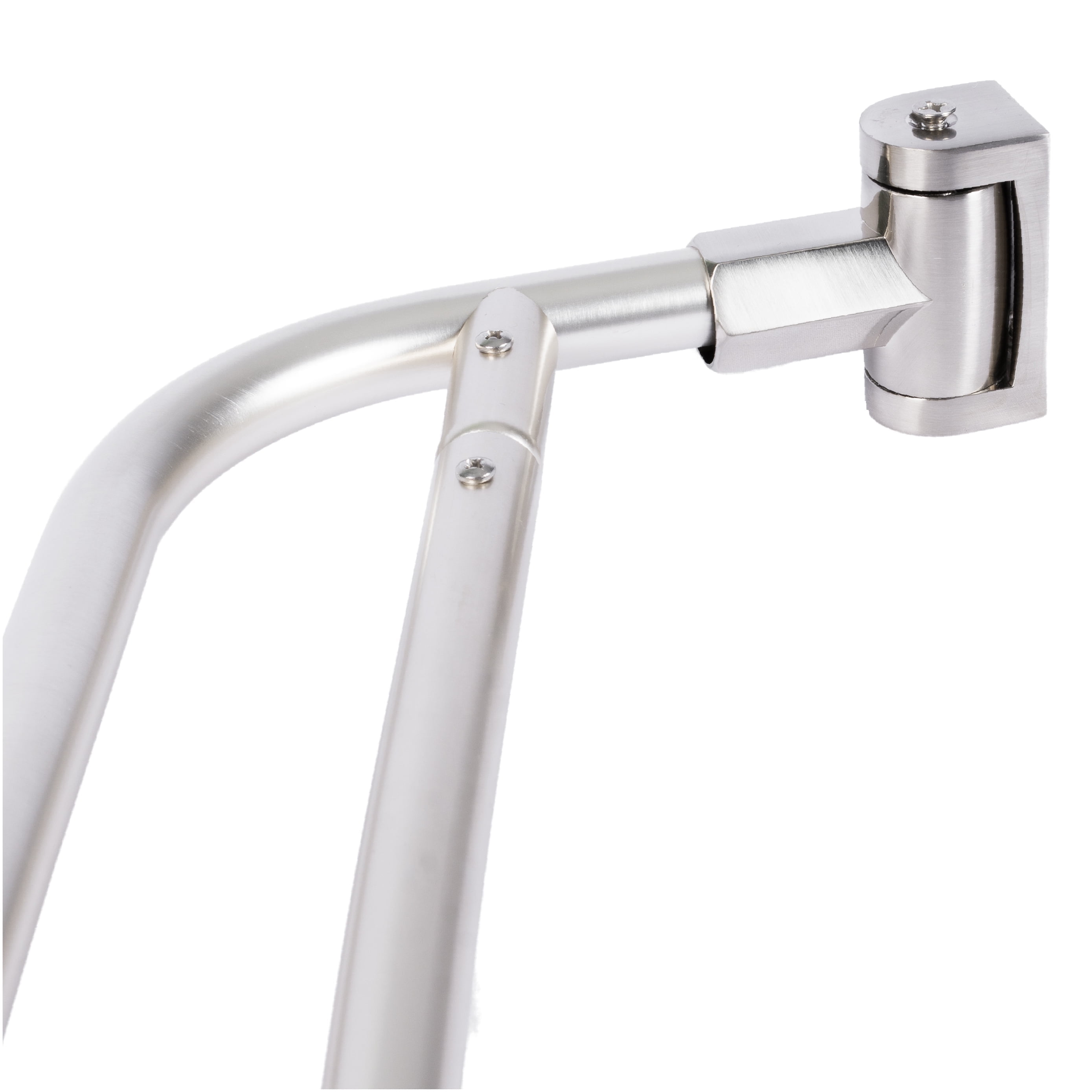 Adjustable Brushed Nickel Double Curved Wall Mounted Shower Rod