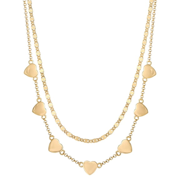 JS Jessica Simpson Gold Plated Sterling Silver Necklace Set for Women, 2 Piece, Includes Gift Box, 18-inch