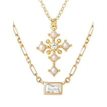 Cross Necklace for Men Women, CZ 14k Gold Plated Stainless Steel Plain ...