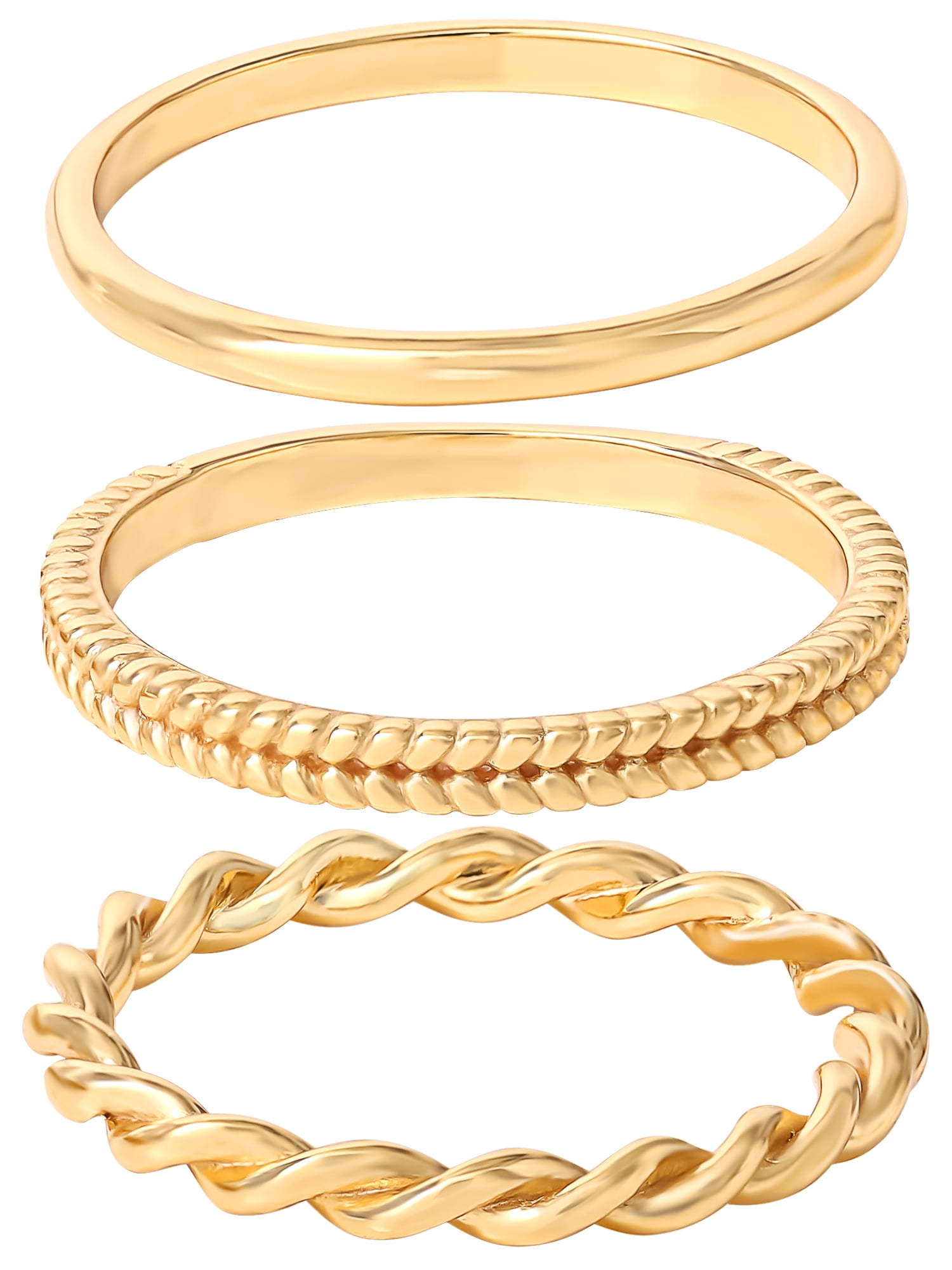 JS Jessica Simpson Womens 14KT Gold Plated Sterling Silver 3 Piece Ring Set