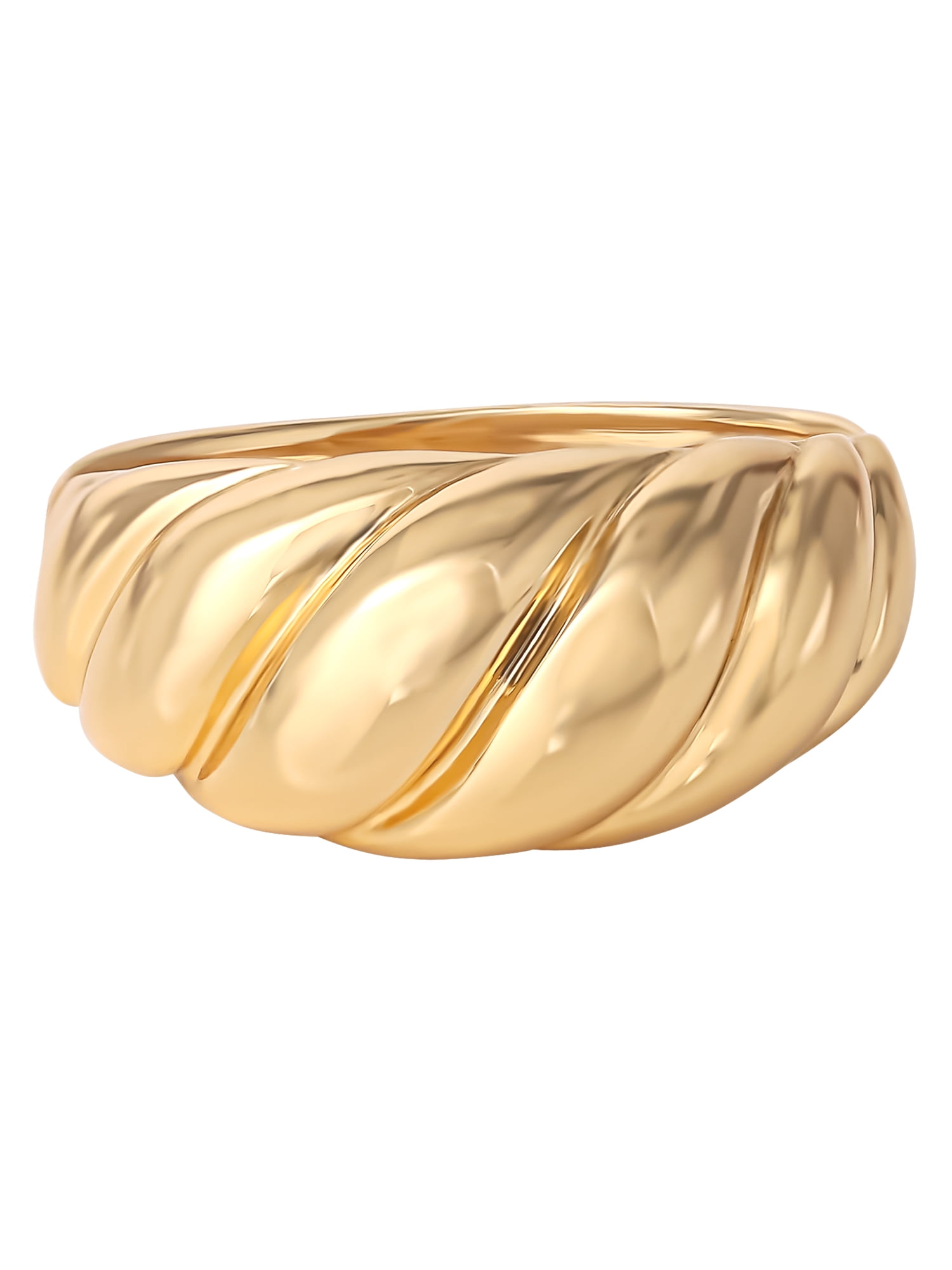 JS Jessica Simpson Womens 14kt Gold Plated Sterling Silver Ribbed Dome Ring