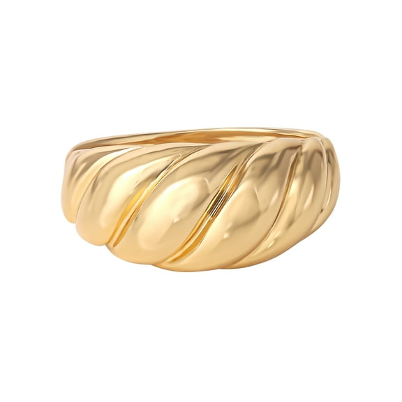 JS Jessica Simpson Womens 14kt Gold Plated Sterling Silver Ribbed Dome Ring
