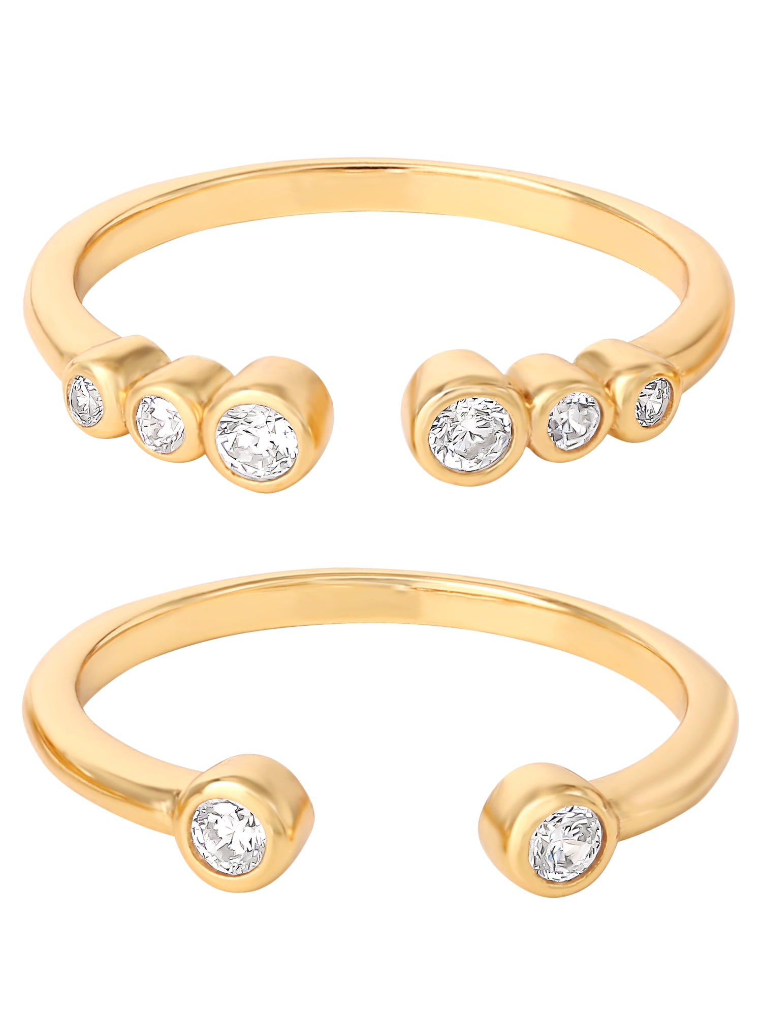 JS Jessica Simpson Women's CZ Ring Set, Gold Plated Sterling Silver, 2pcs