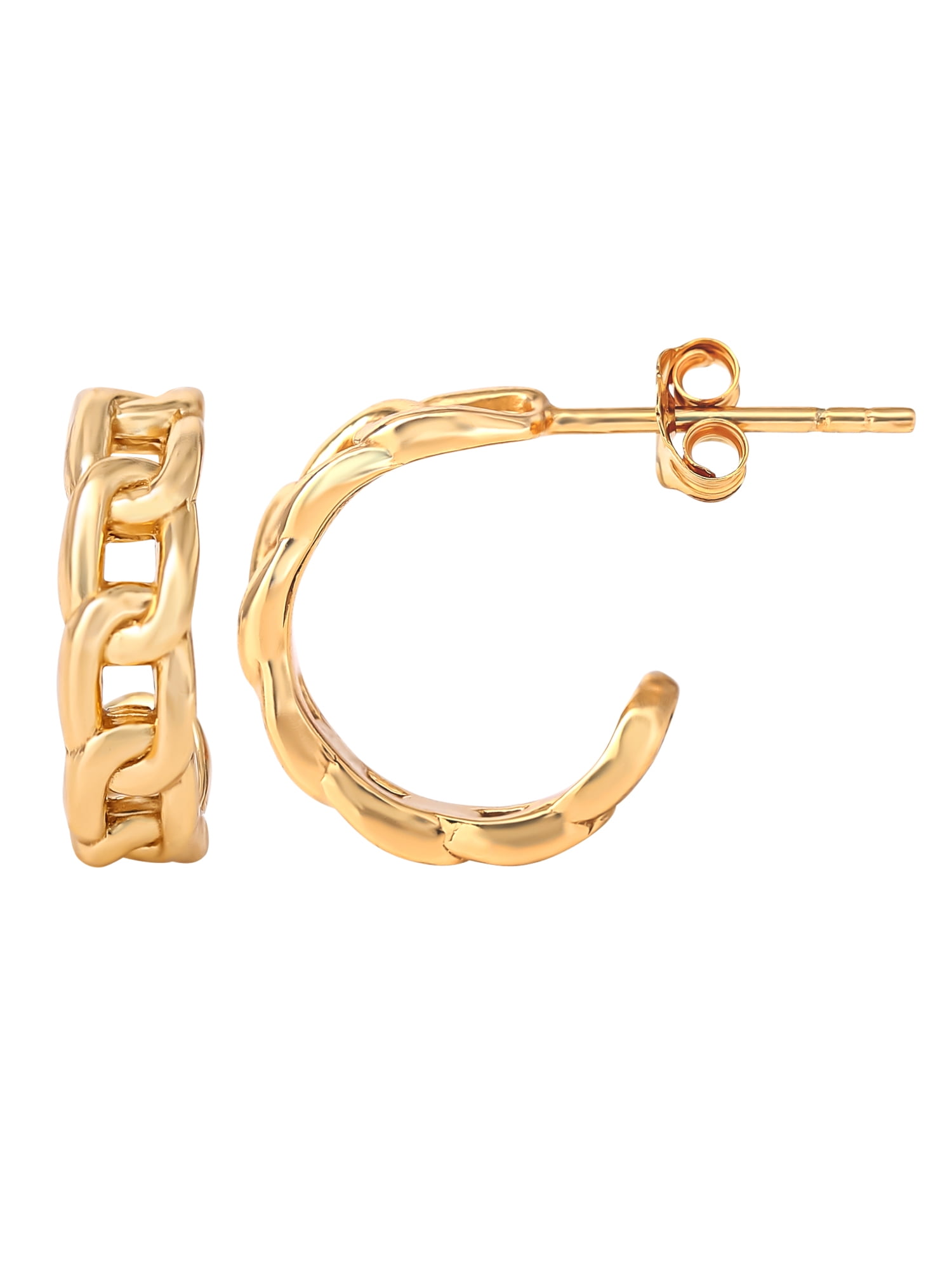 JS Jessica Simpson Womens Gold Plated Sterling Silver Chain Hoop Earrings