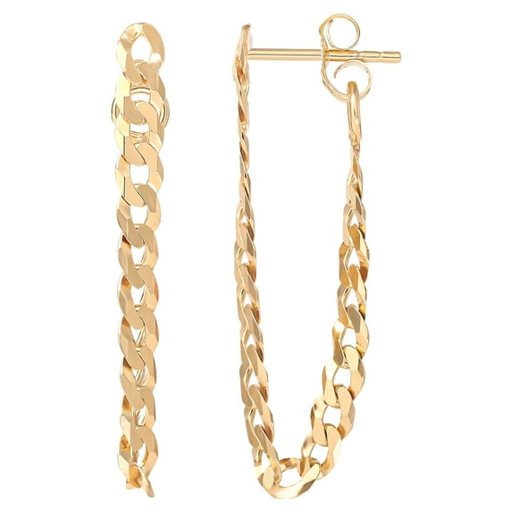 JS Jessica Simpson Women’s Gold Plated Sterling Silver Curb Chain Earrings